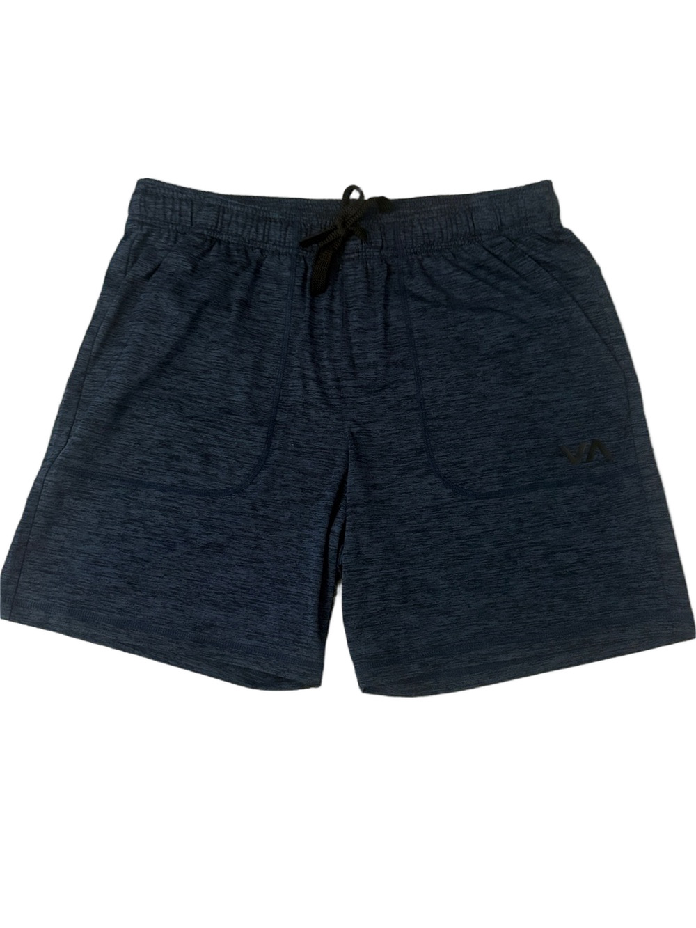 RVCA Men’s Dark Navy Athletic Knit Shorts with Black Drawstring
